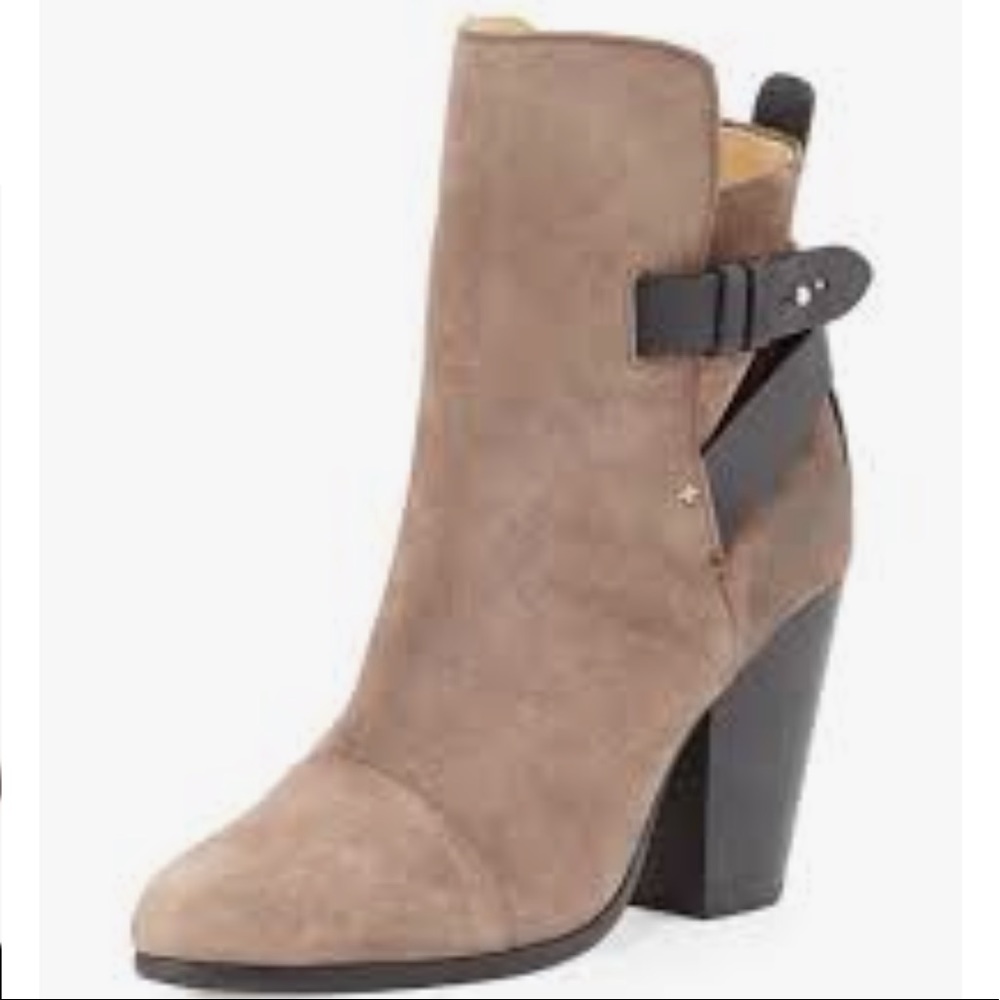 NIB Rag & Bone Kinsey Cap-Toe Suede Ankle Boot Taupe  Harrow Style Booties